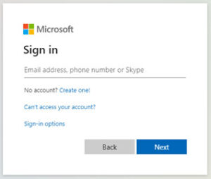 Microsoft Sign In Username Box